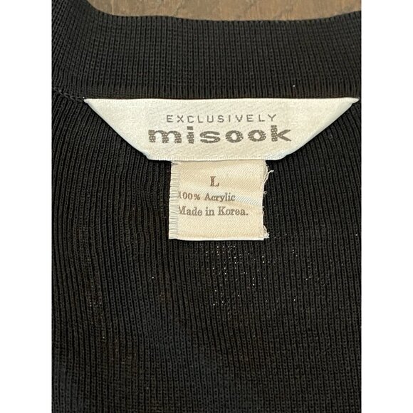 Misook Black Slinky Knit Cardigan Size Large Career Office Capsule Wardrobe - Picture 5 of 7